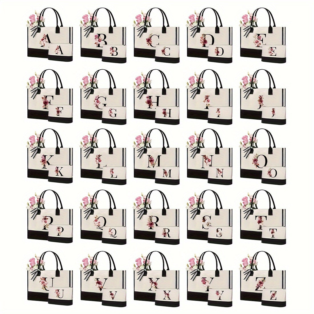 Women's Canvas Letter Handbag Large Versatile Shoulder Bag for Office and Shopping