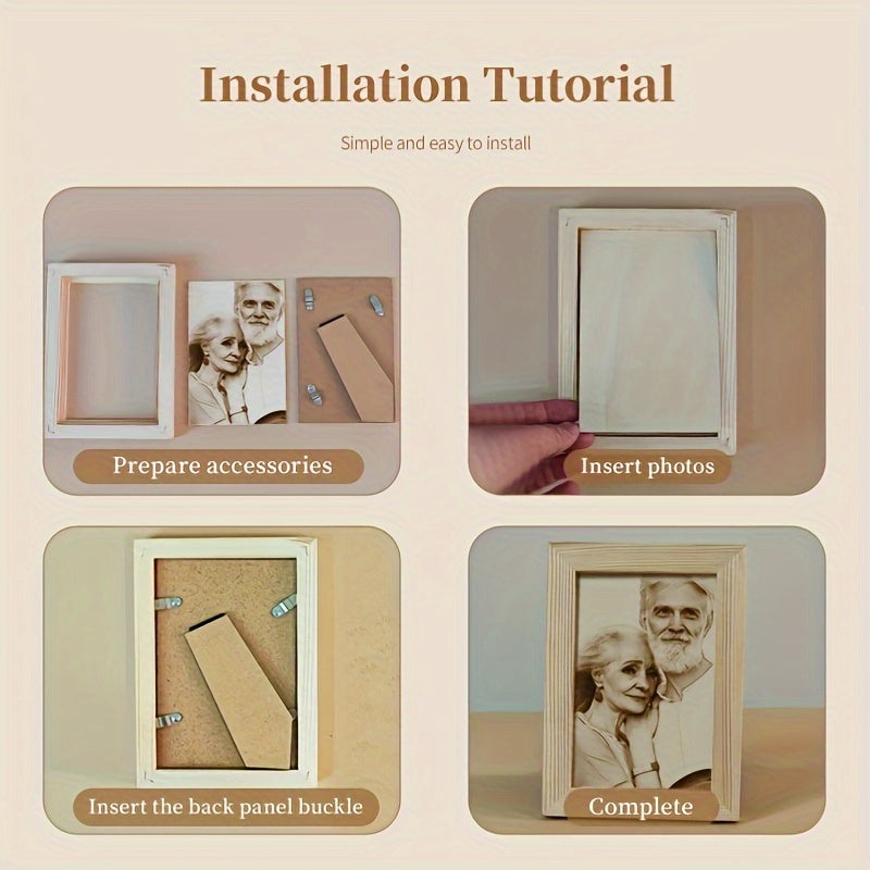 Engraved Wooden Photo Frame for Couples Personalized Picture Holder for Wedding Anniversary Valentine Gift