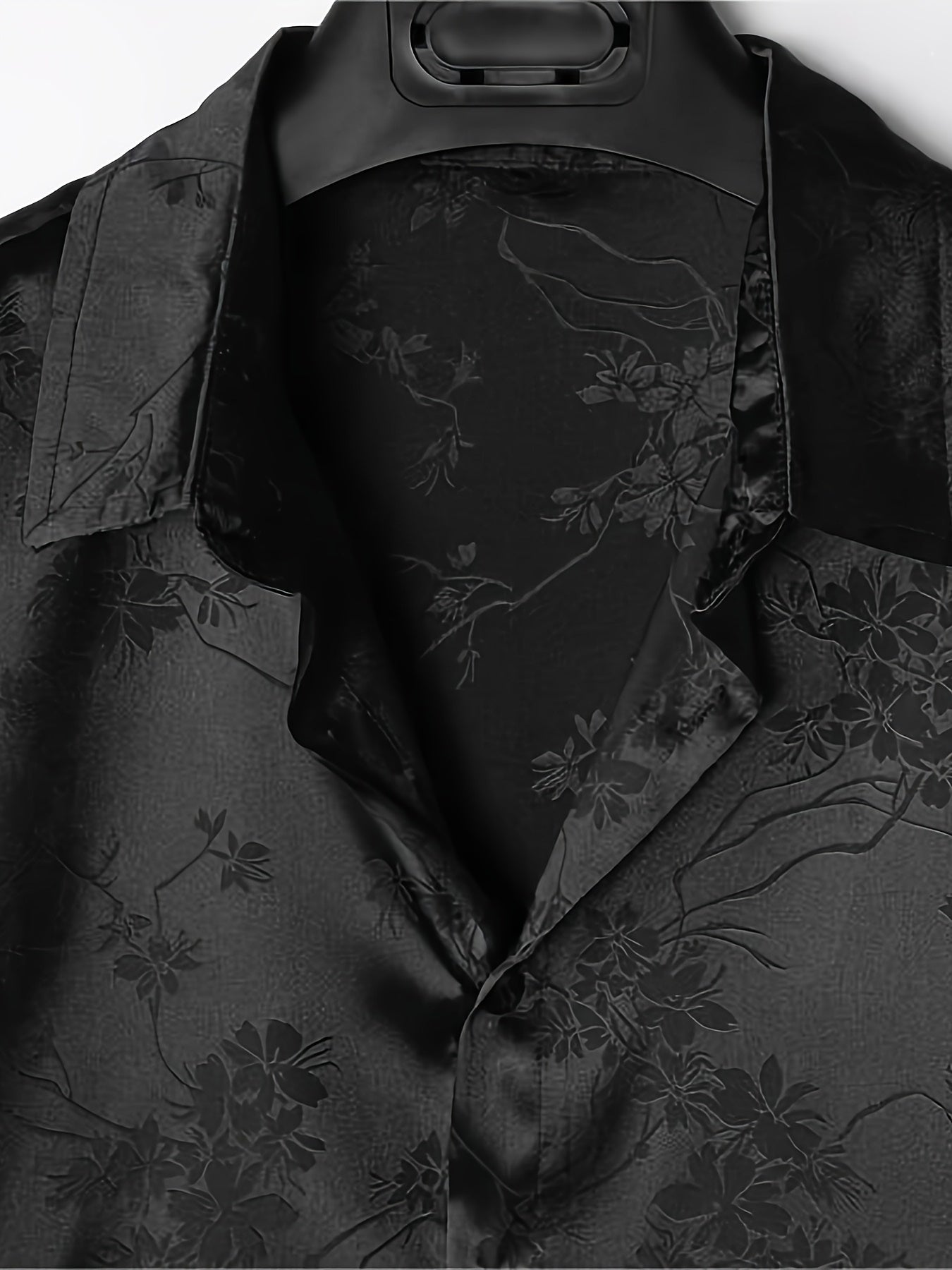 Men's Short Sleeve Button-Up Shirt with Floral Print Lightweight Polyester Summer Casual Collared Shirt