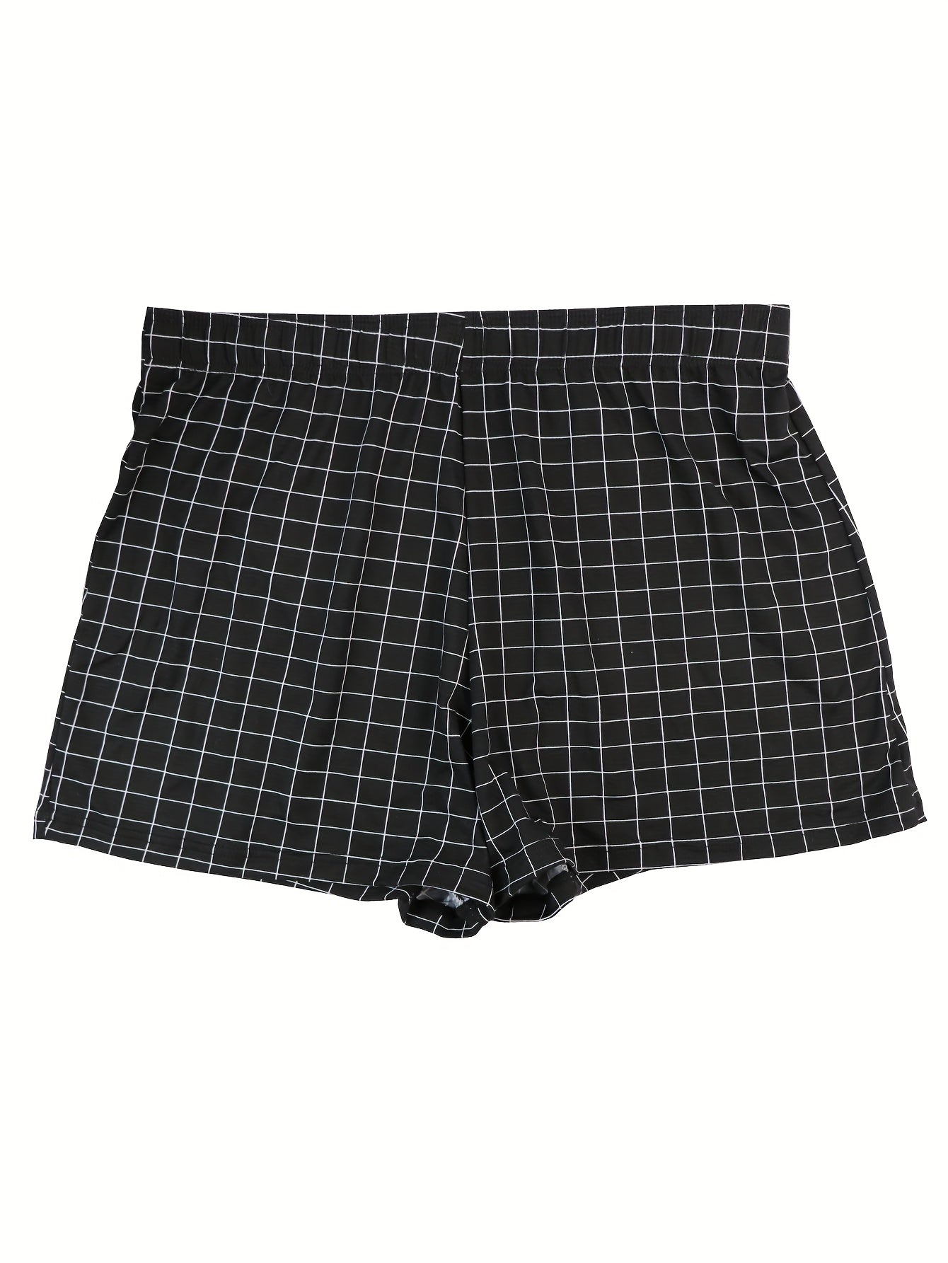 Men's 4-Pack Plaid Print Loose Fit Underwear Polyester Spandex Shorties