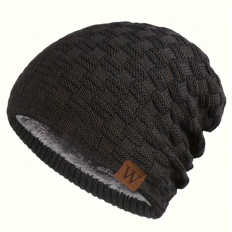 Men's Padded Knitted Cap Warm Winter Hat for Autumn and Cold Weather