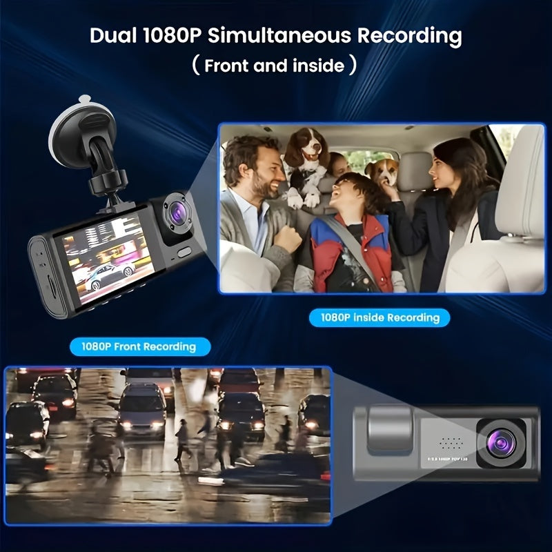 Car Dash Camera Dual Front Inside Full HD Night Vision Loop Recorder Blackbox