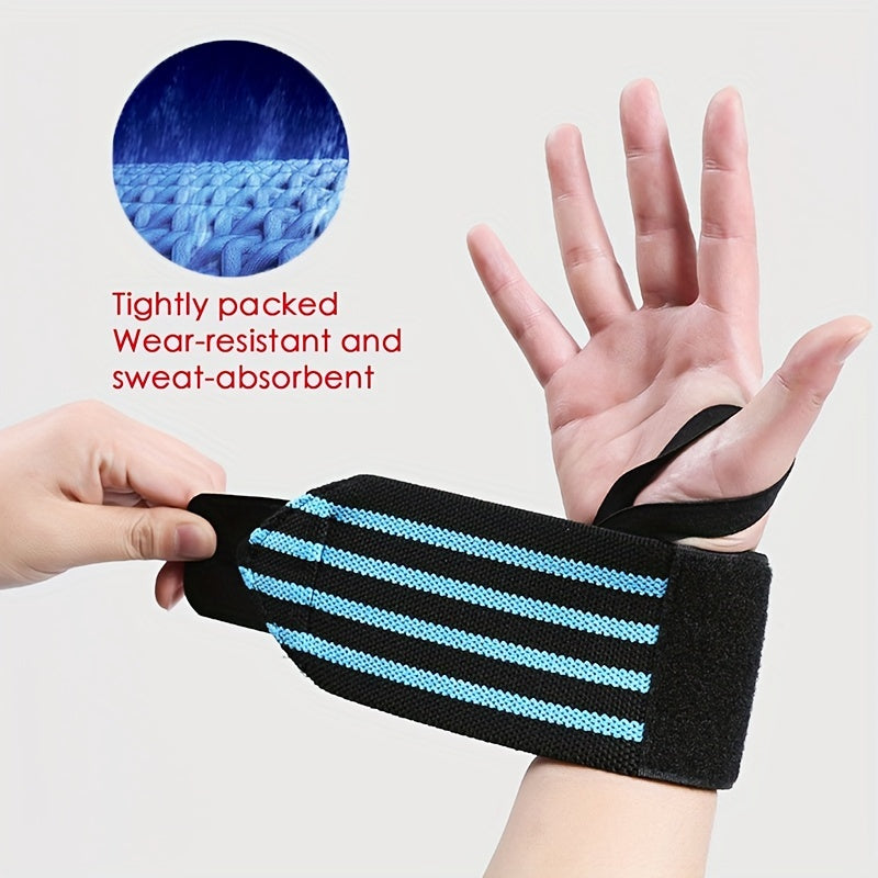Adjustable Compression Wrist Support for Weightlifting and Dumbbells Blue Black Stripes