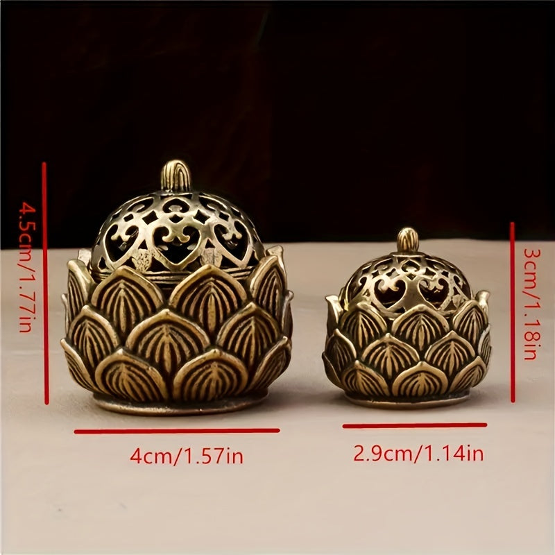 Mini Hollow Lotus Incense Burner Antique Bronze Indoor Decor Incense Holder