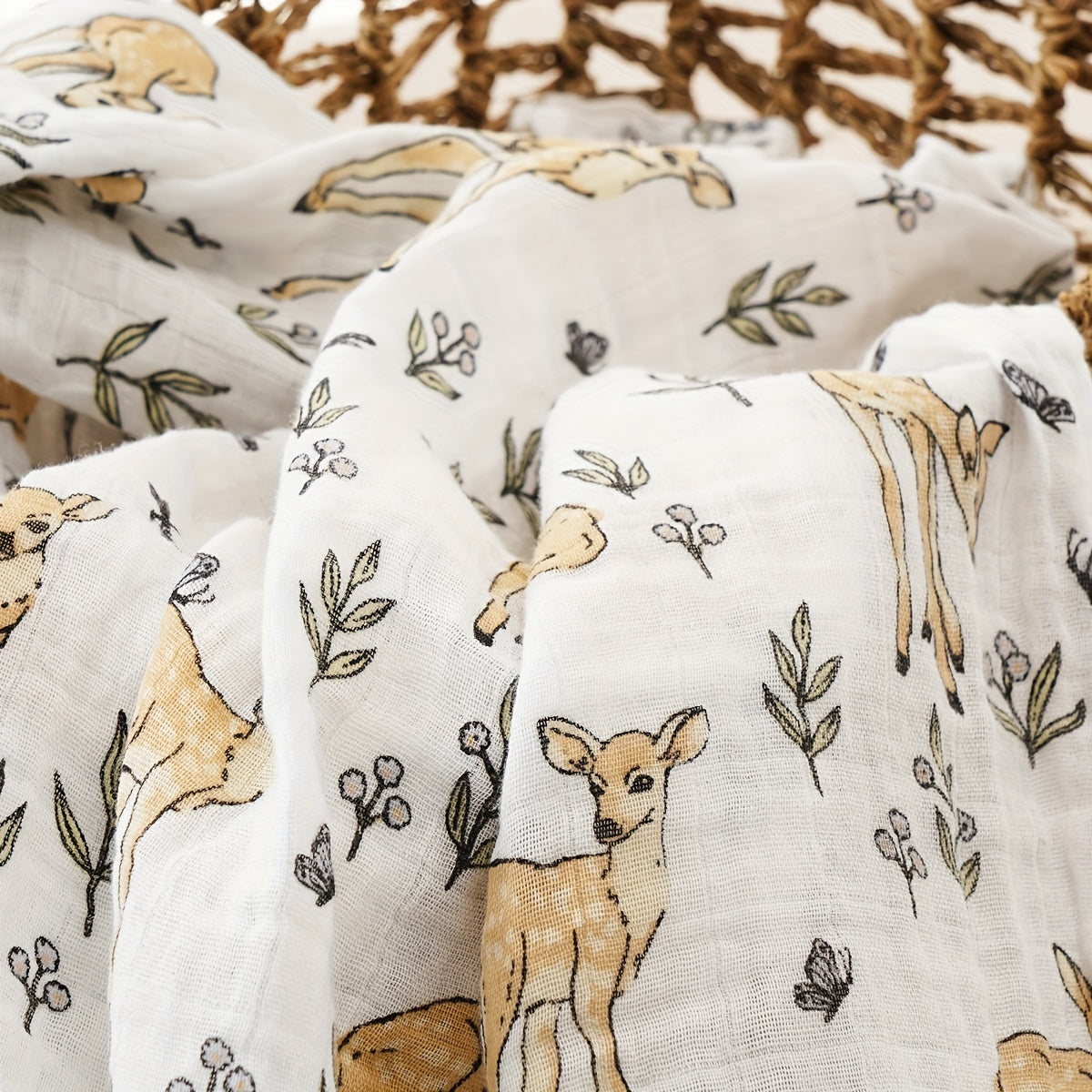 Uyda va sayohatda foydalanish uchun yumshoq muslin qoplamali bosma paxta ko'rlagi, Halloween va Rojdestvo sovg'alari uchun mukammal.