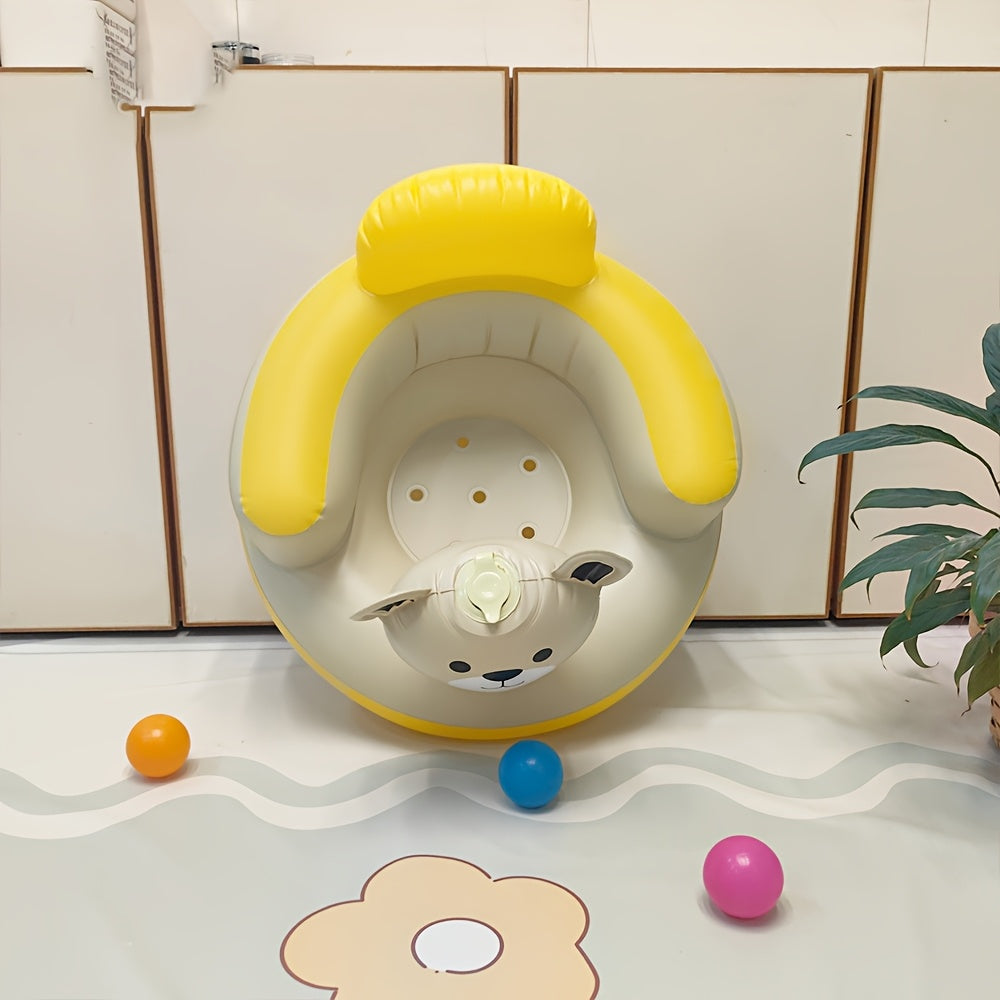 Kids Inflatable Seat Round Learning Sofa for Boys Champagne Yellow Indoor Outdoor