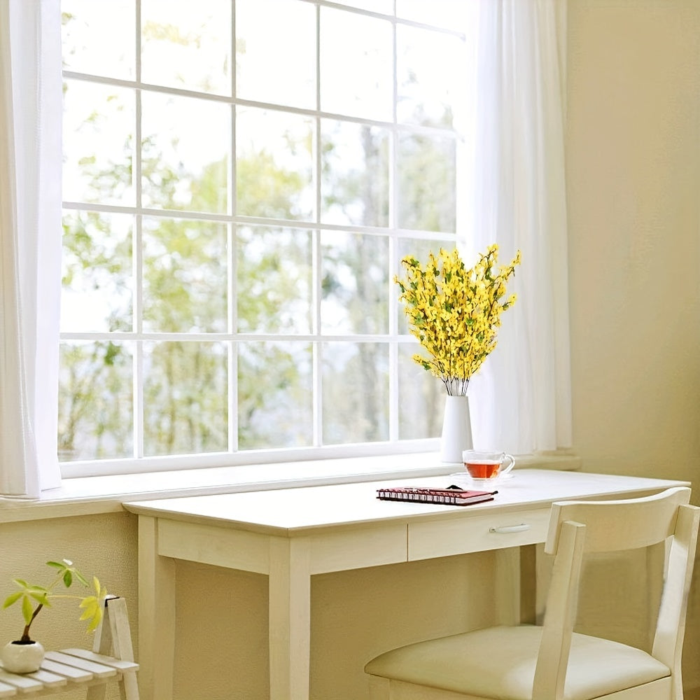 Artificial Flowers 10/16pcs Yellow Fake Winter Jasmine for Indoor Outdoor Decoration