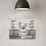 Funny Elephant Bathroom Wall Art Canvas Painting Black and White Toilet Decor Farmhouse Frame Artwork for Bedroom Kitchen Living Room