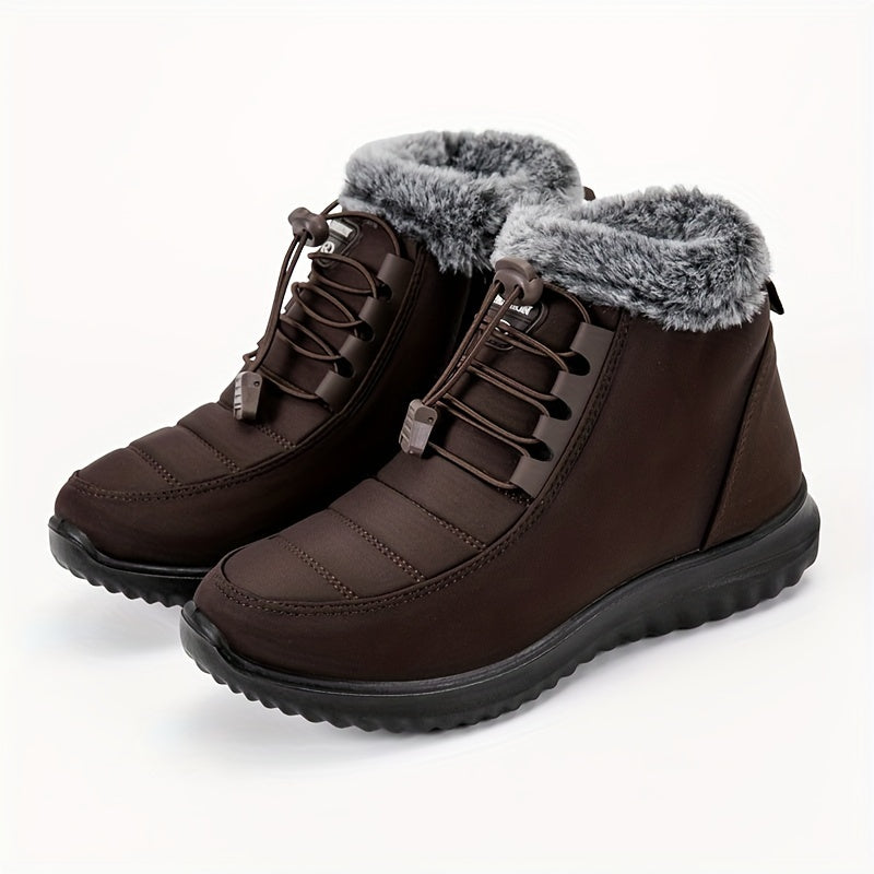 Women's Warm Faux Leather High-Top Boots With Plush Lining