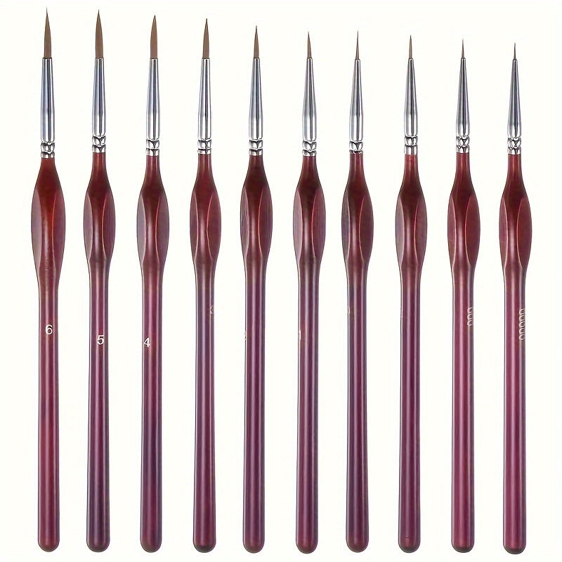 11-Piece Fine Detail Paintbrush Set for Acrylic Oil Watercolor and Crafts