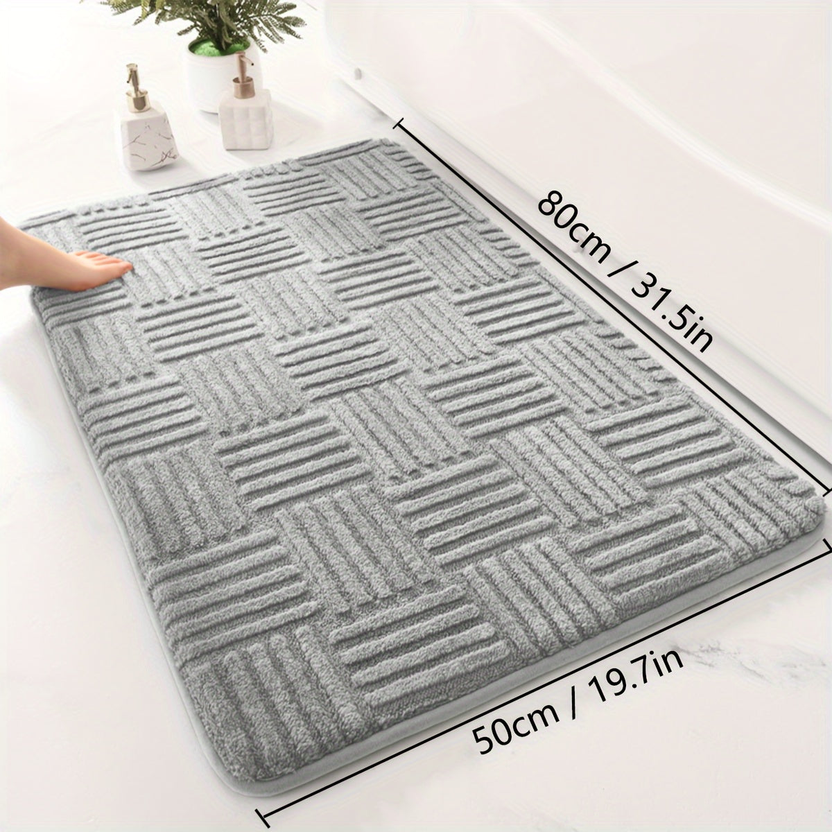 Thickened Absorbent Bathroom Mat Non-Slip Bathtub Rug Home Entryway Carpet