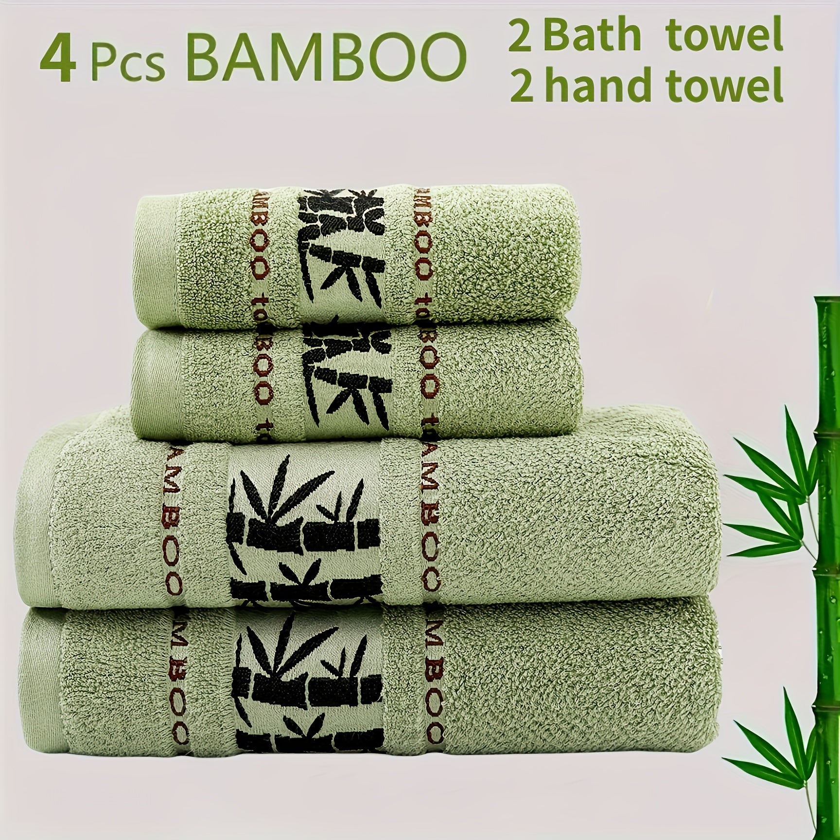 Комплект полотенец из 4-х предметов Self Flying Bamboo Fiber включает 2 полотенца для рук и 2 банных полотенца. Впитывающие, быстро сохнущие, супер мягкие и дружелюбные к коже. Идеально подходит для использования в ванной комнате дома.