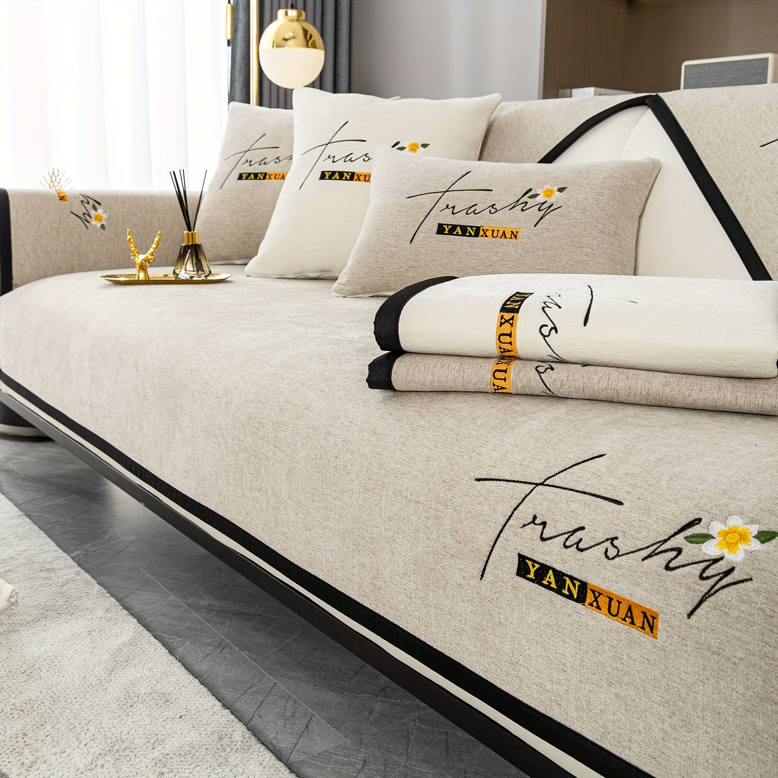 Chenille Sofa Slipcover All Seasons Protects Furniture and Enhances Home Decor