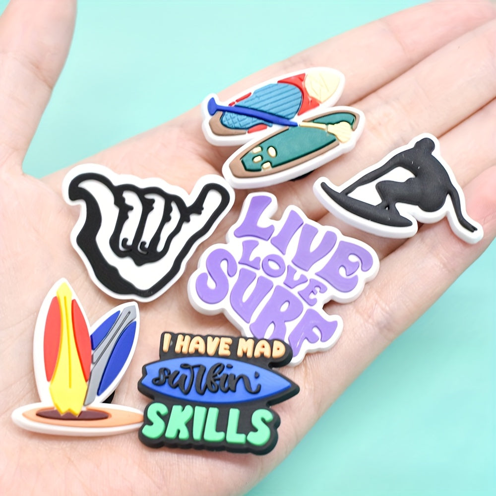 19Pcs Surfing Shoe Charms Set Plastic Shoe Buckle Decorations Beach Party Favors