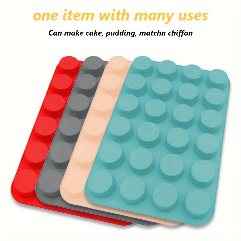 Silicone Baking Mold 24-Cavity Round for Cupcakes Muffins Puddings