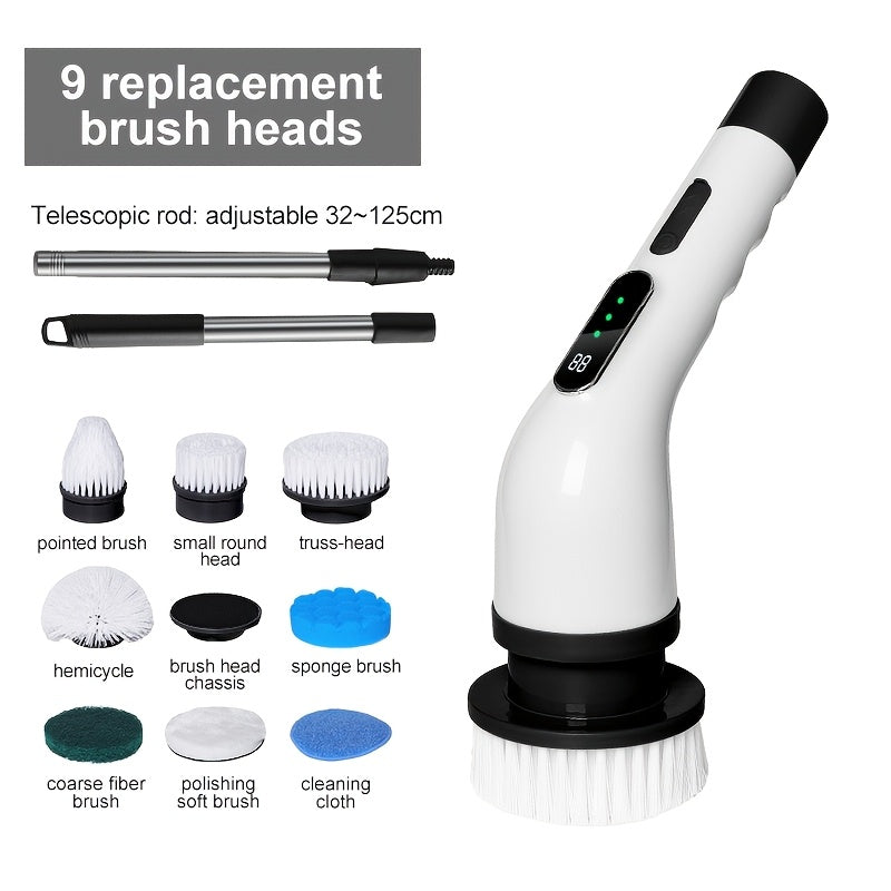 Rechargeable Electric Cleaning Brush with Telescopic Handle for Home Use
