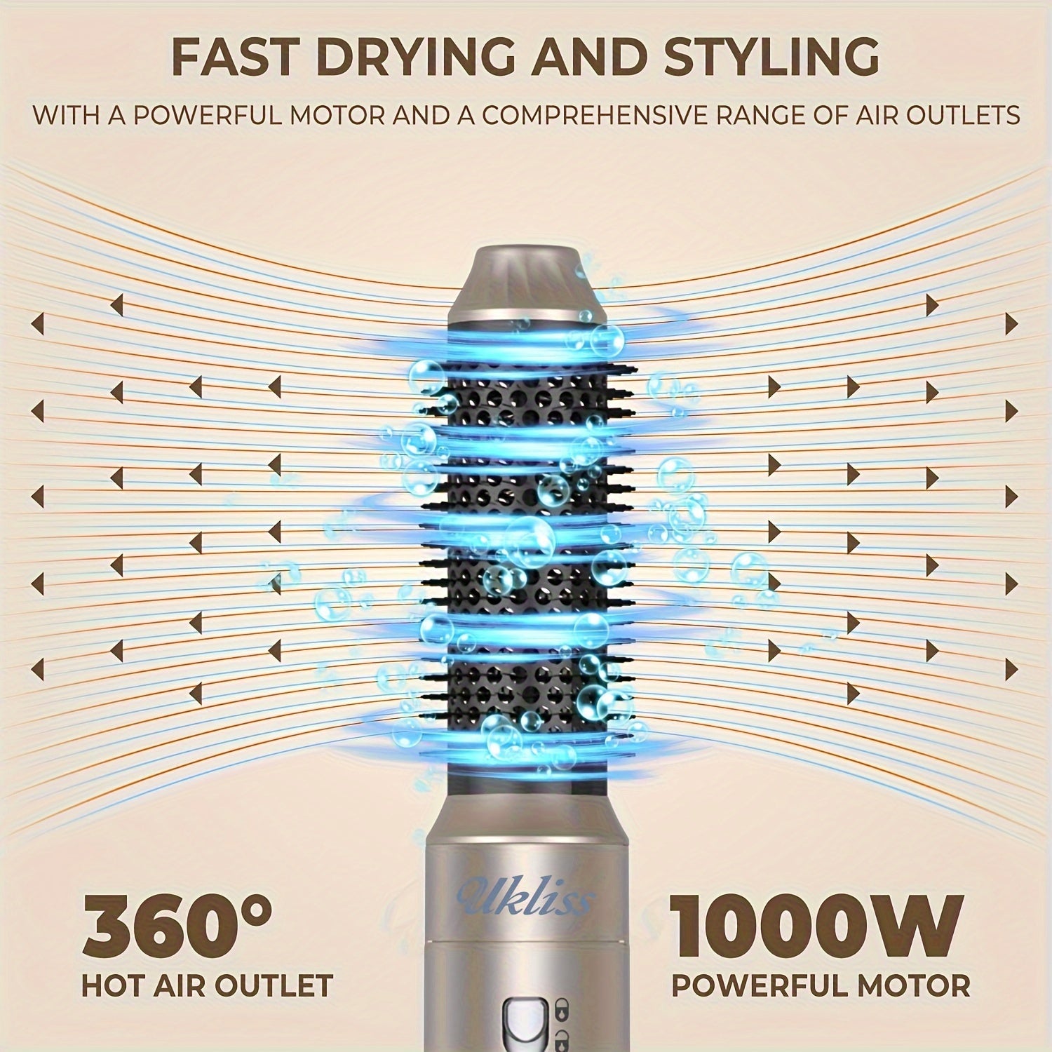 5 в 1 Устройство для укладки волос: фен-щетка 900 Вт с отсоединяемым щипцами для завивки и технологией отрицательных ионов