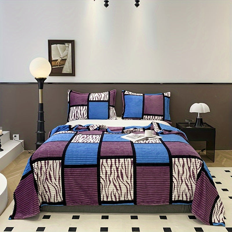 Manta de terciopelo impresa geométrica para cama, sofá, camping, aire acondicionado, todas las estaciones