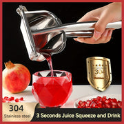 304 Stainless Steel Manual Juicer Orange Pomegranate Fruit Squeezer with Dregs Separation