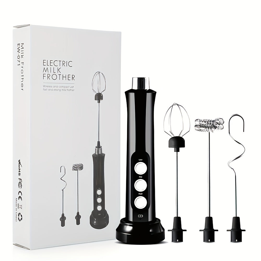 Portable Electric Milk Frother and Coffee Mixer 3-in-1 Foam Maker Blender