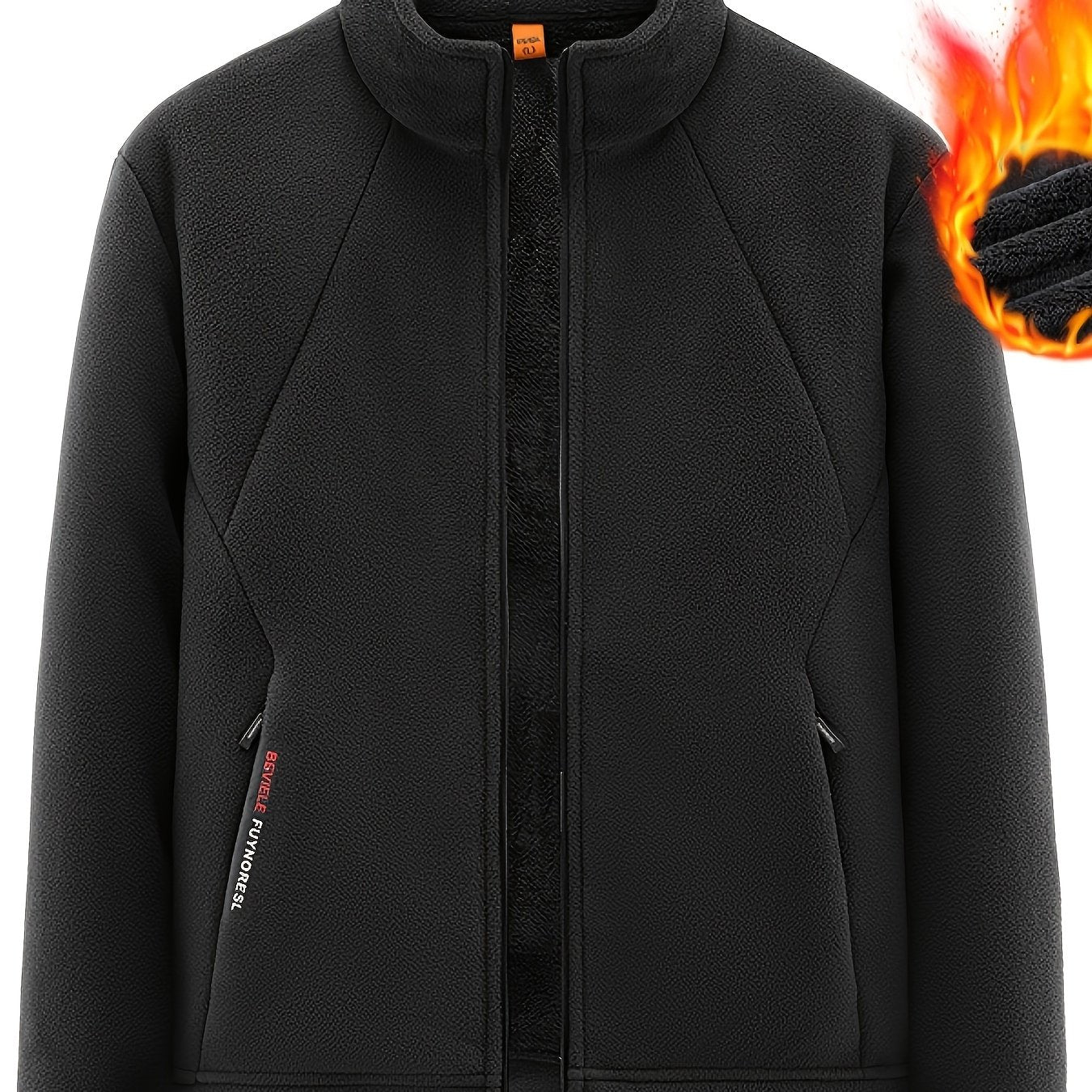 Chaqueta con forro de felpa con cremallera para hombre para otoño e invierno, ropa casual al aire libre