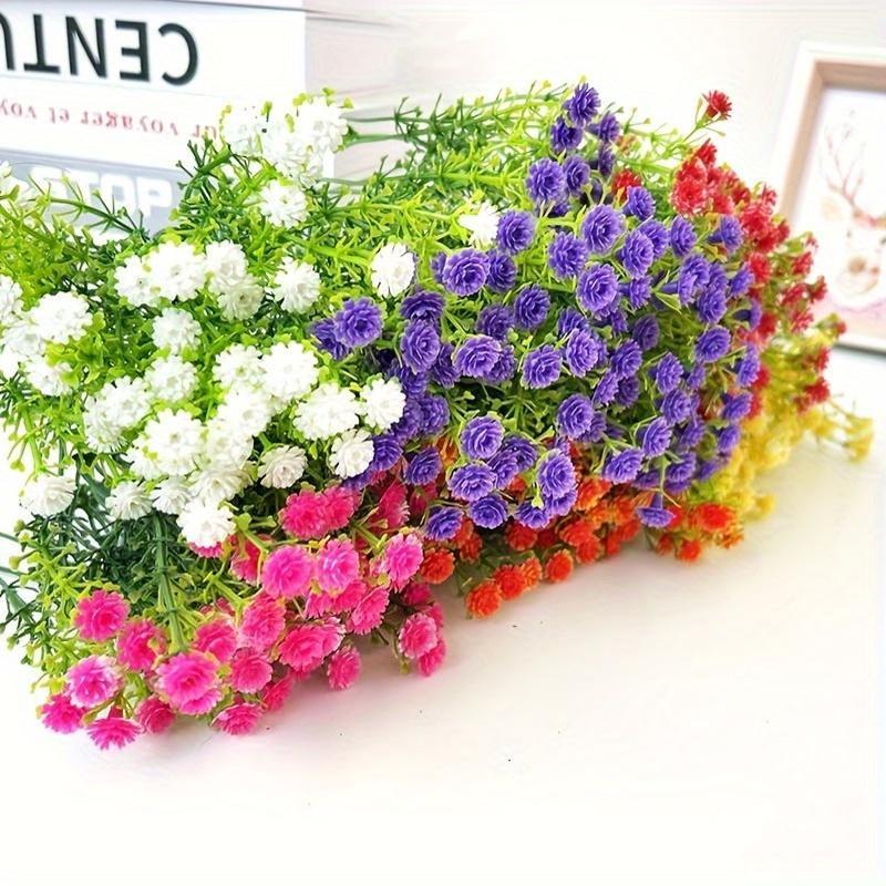 Flores artificiales 50 flores de gypsophila de plástico para decoración, simulando rosas hechas a mano