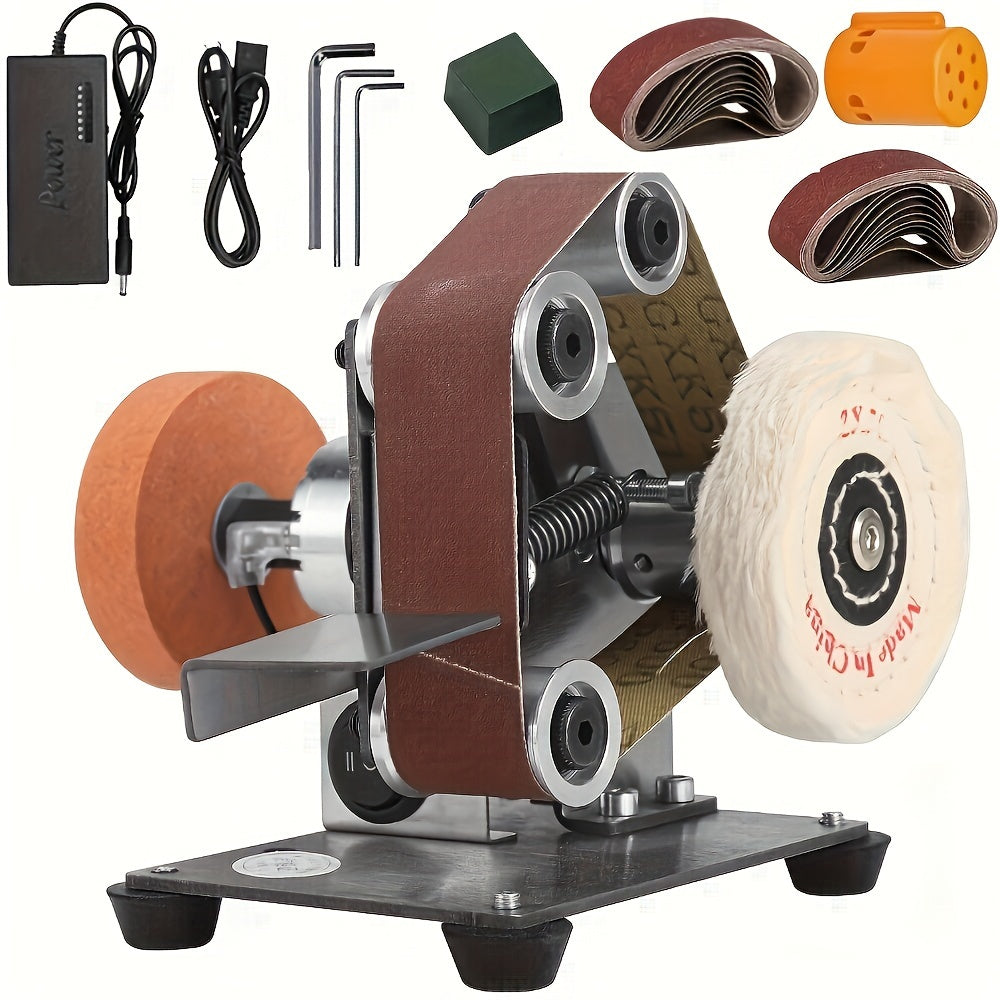 Electric Mini Belt Sander 7 Speeds 220V for Metal Wood Polishing Rust Removal