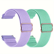 2-Pack Elastic Nylon Watch Bands for Men Women 18mm 20mm 22mm Non-Water Resistant