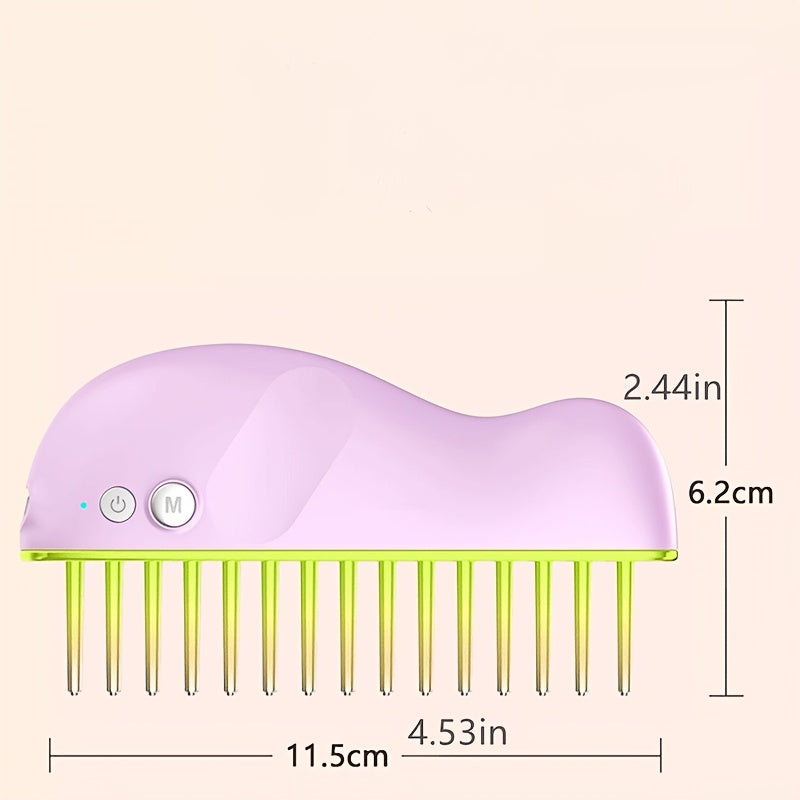 Portable Electric Scalp Massager Comb USB Rechargeable Head Relaxation Tool with Green Accents