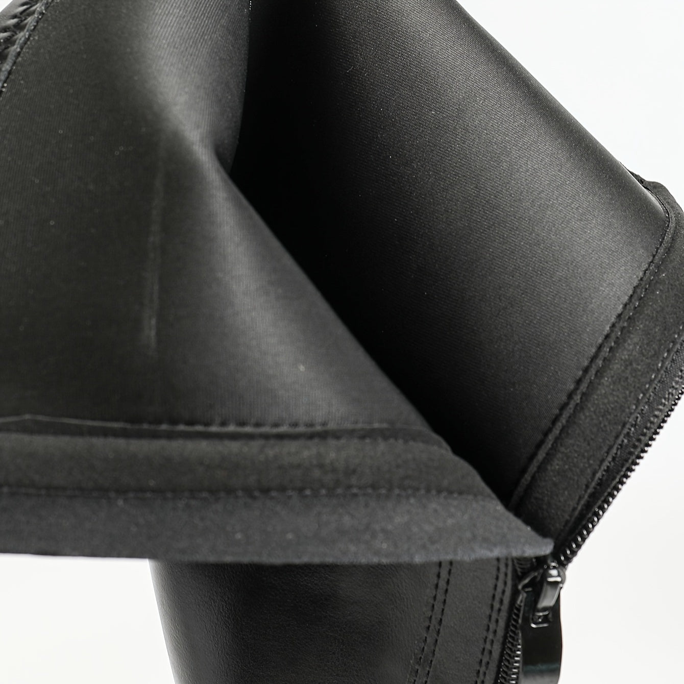 Women Knee-High Boots Synthetic Leather Block Toe Chunky Heel Adjustable Zip