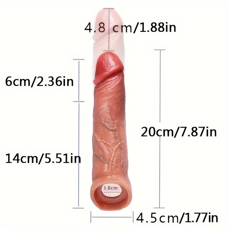 Men Liquid Silicone Penis Sleeve with Vibration Remote Control and Extension