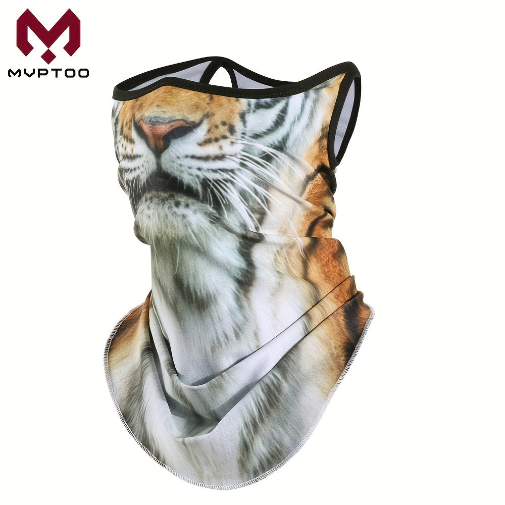 3D Printed Animal Print Scarf with Ear Loops, Versatile Face Mask for Cycling Outdoor Activities