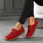 Women's Red Slip-On Loafers with Faux Leather Upper and PU Sole