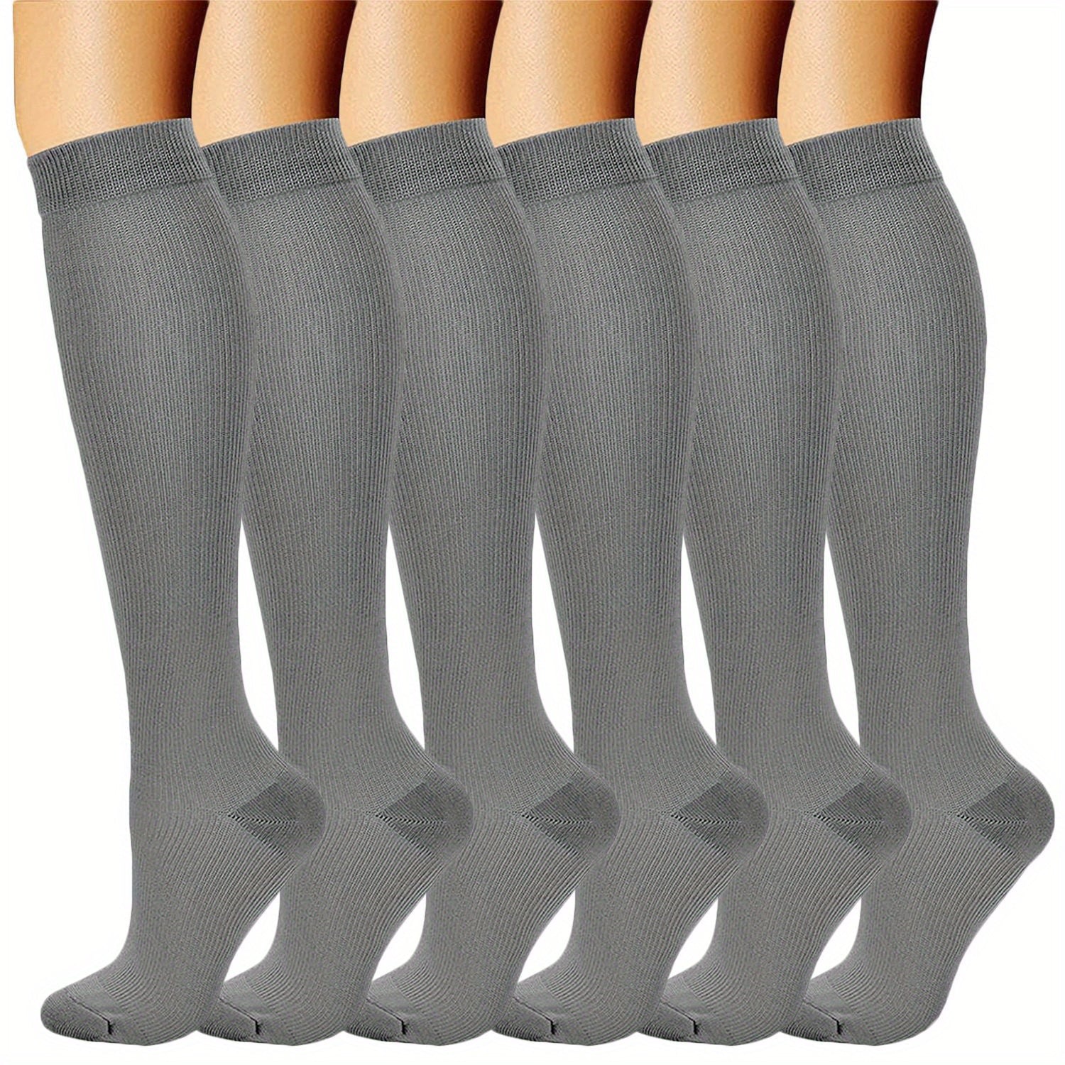 Unisex Compression Socks 6 Pairs Breathable Knit Sports Stockings for Running Cycling Basketball Football Hiking