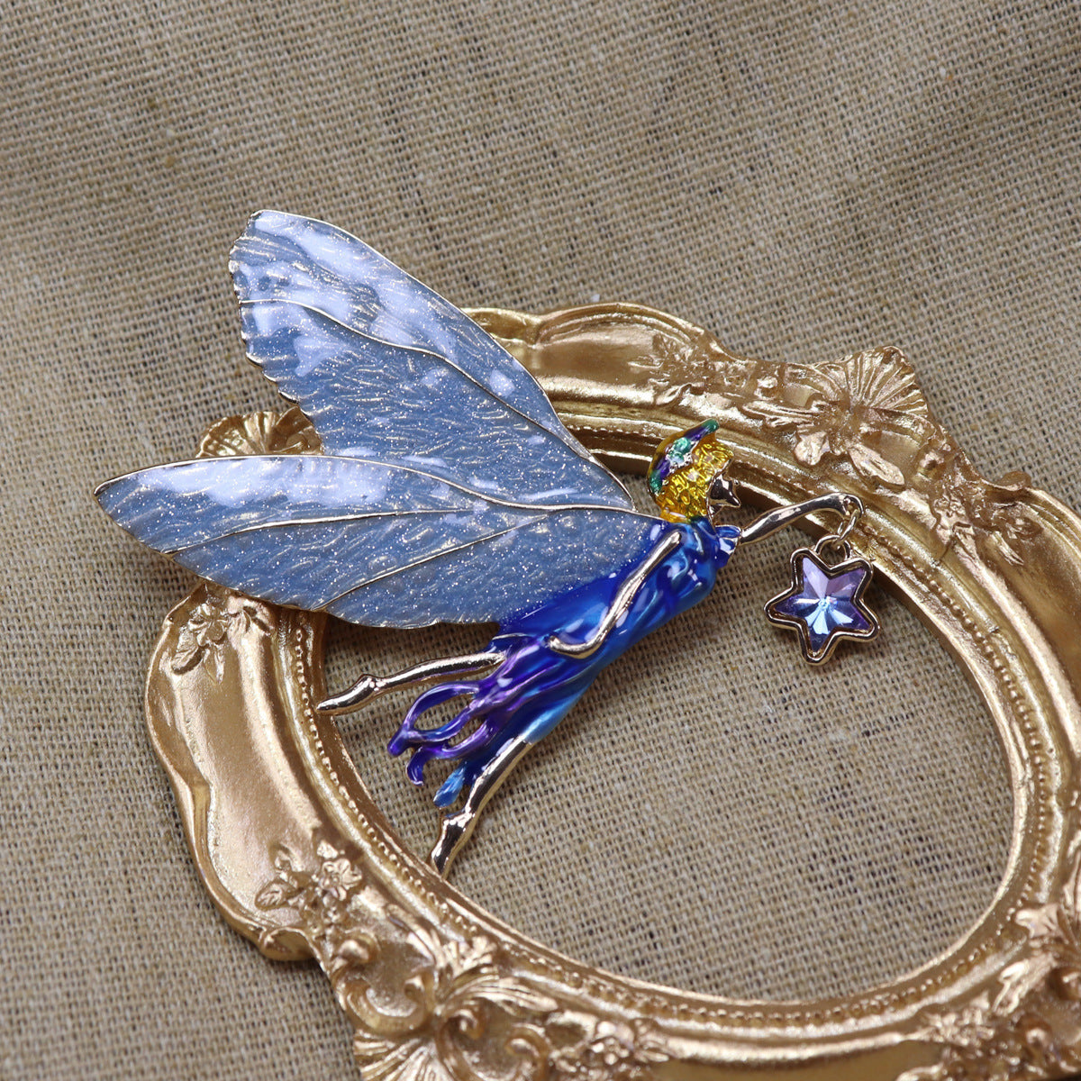 Vintage Fairy Brooch with Illusion Wings Antique Pathfinder Jewelry Pin