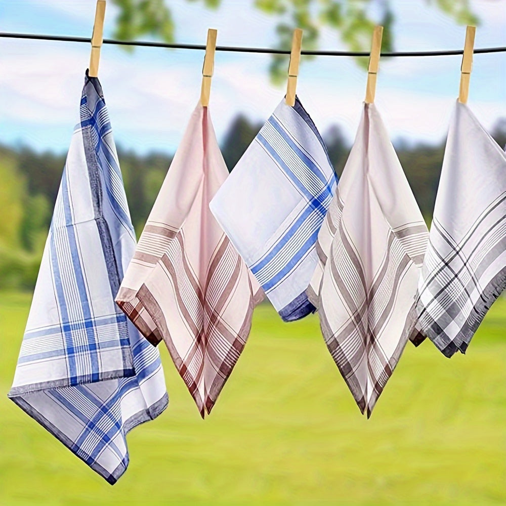 Набор из 12 мужских хлопковых носовых платков с клетчатым узором, стильный подарок