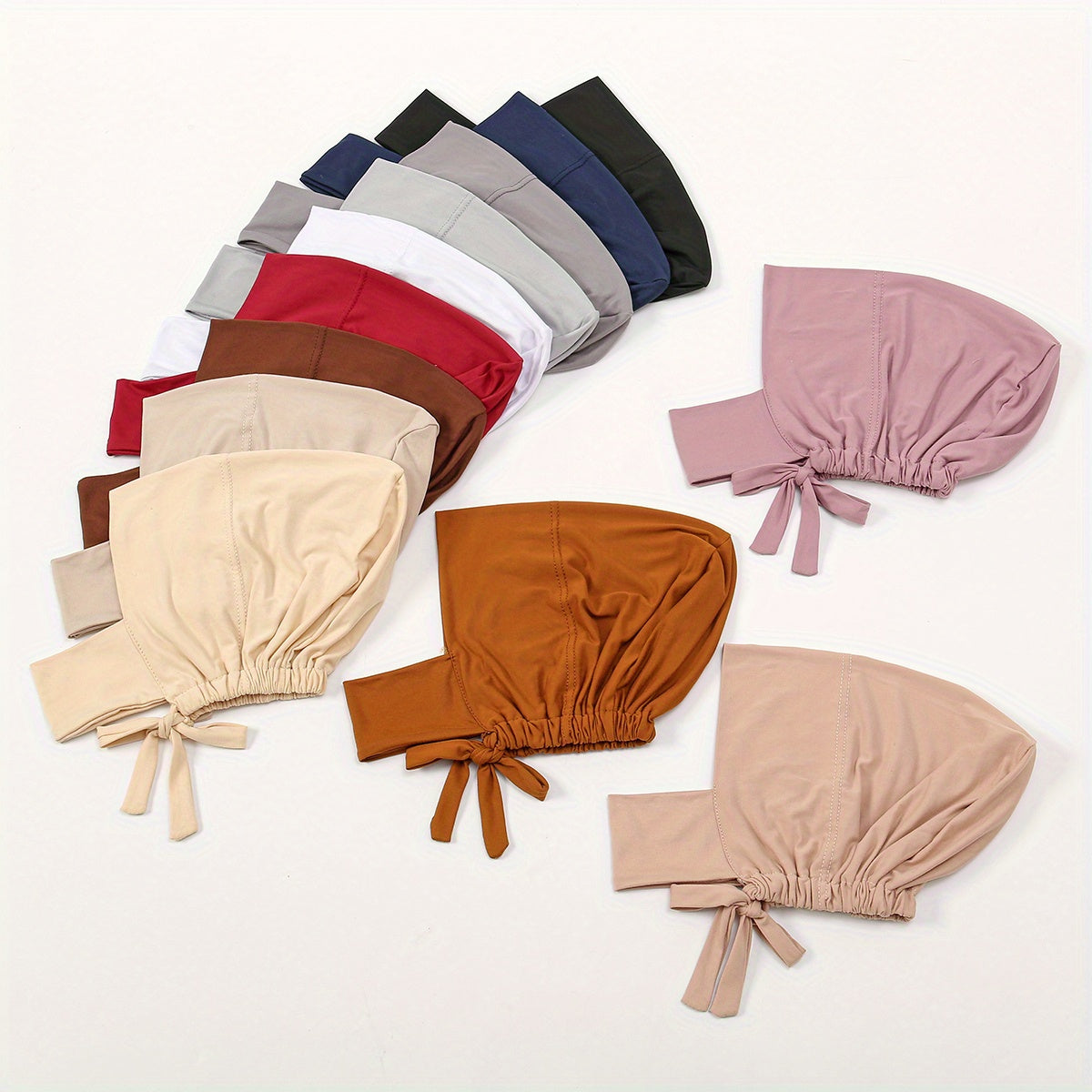 Women's Adjustable Instant Hijab Scarf Solid Color Polyester with Undercap for Eid and Casual Wear