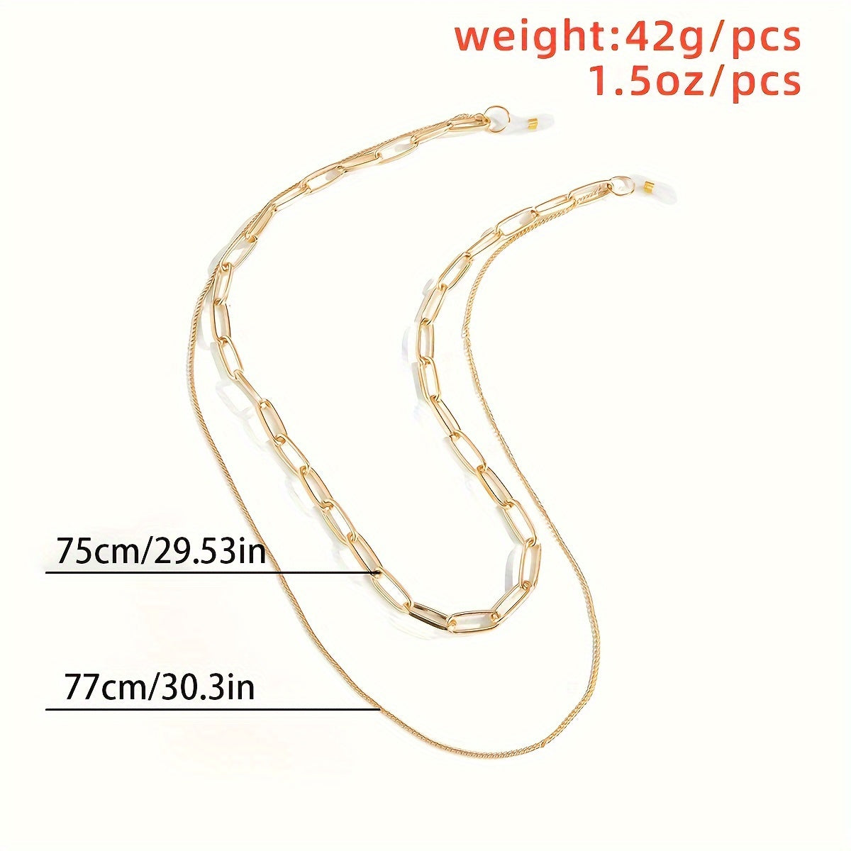 Double Layer Glasses Chain with Grip for Sunglasses and Reading Glasses Stylish Face Covering Strap for Eyewear