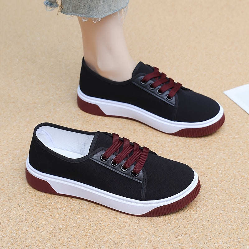 Women's Breathable Slip-On Sneakers All-Season Flat Shoes Black White