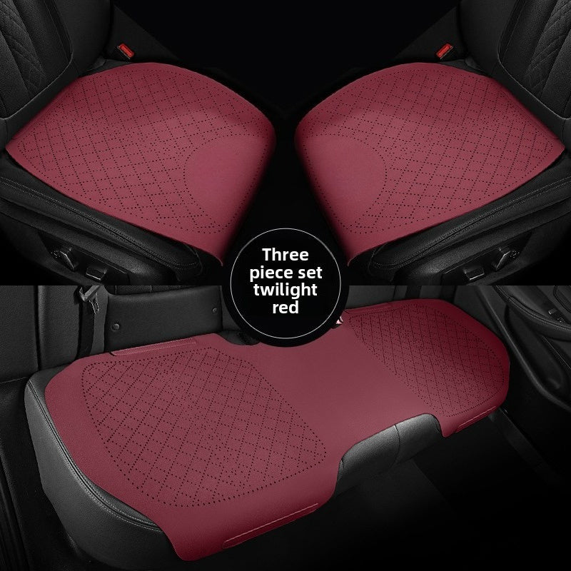 Juego de cojines para asiento de coche rojo, transpirable, para todas las estaciones, 3 piezas