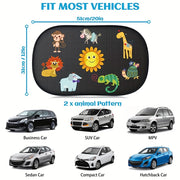 2-Pack Cartoon Animal Car Sun Shades UV Protection Black PVC 50.8x30.48 cm