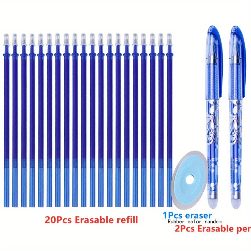 Erasable Gel Pens Set 0.5mm Medium Tip with Refills and Erasers for Office School