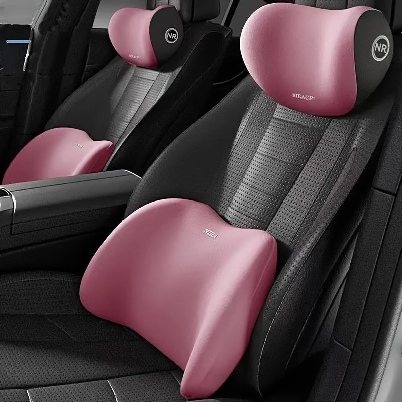 Car Seat Support Pillows Memory Foam Lumbar and Headrest Cushion
