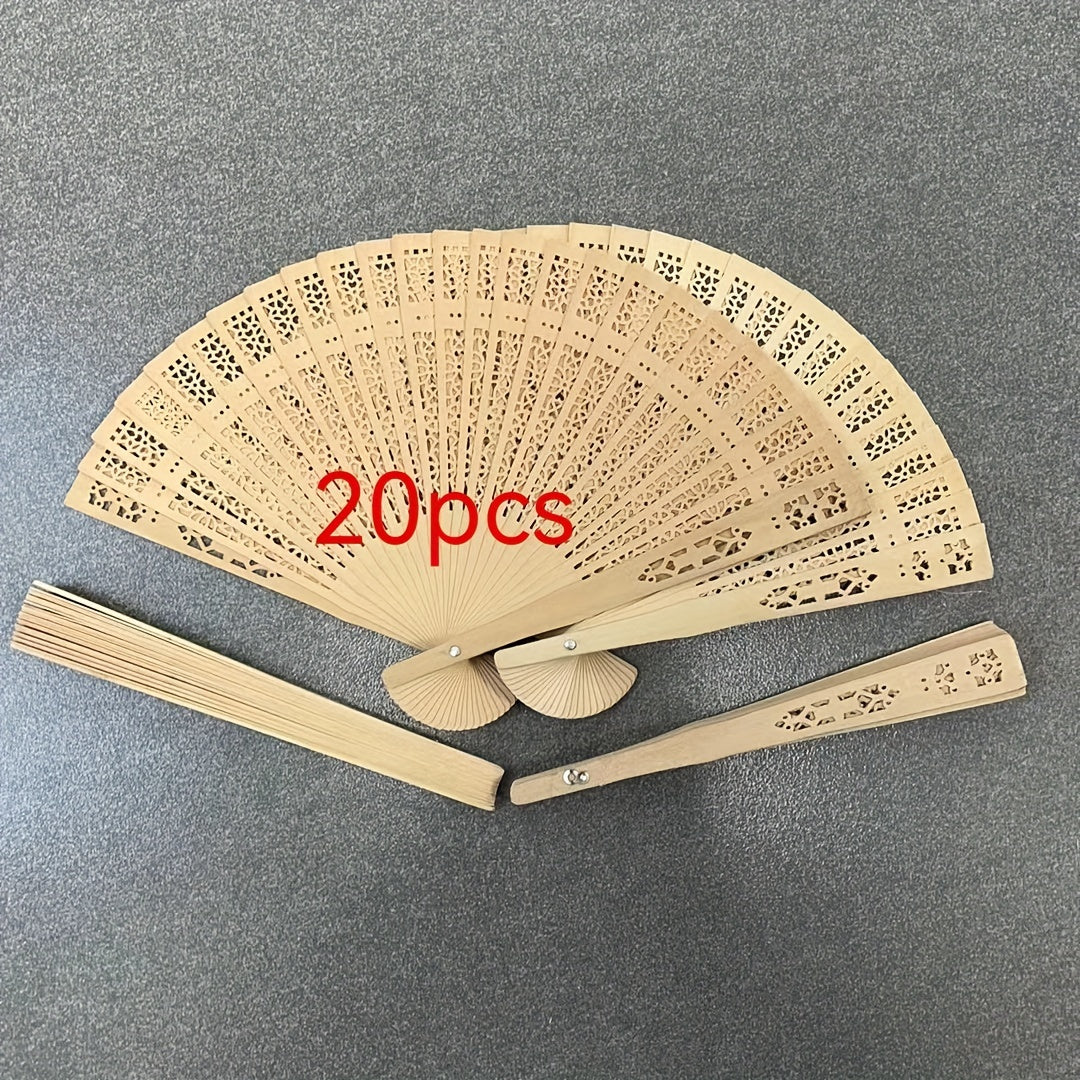 Set of 10/20/30 Wedding Fans Portable Chinese Sandalwood Hand Fans for Wedding Gifts and Party Decor