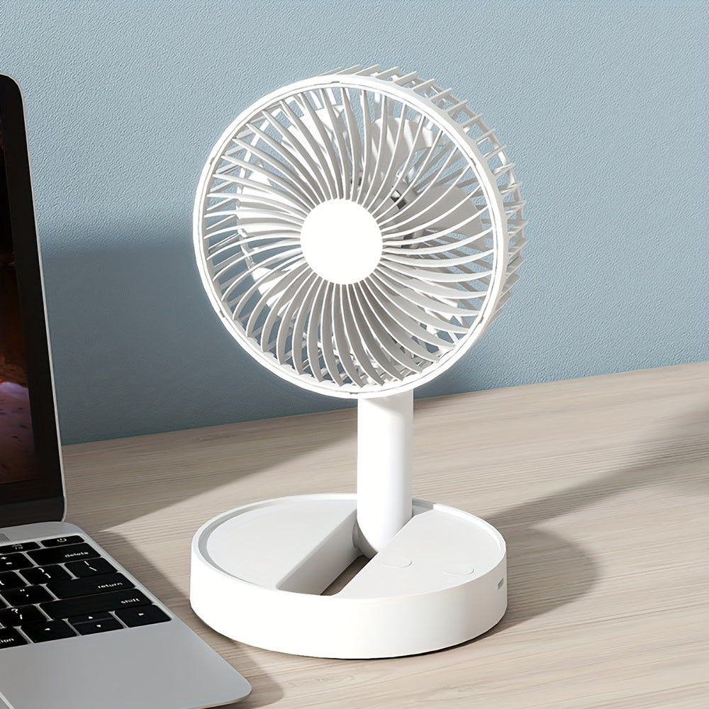 20.32cm Portable Folding USB Desk Fan with Rechargeable Battery, 4 Speeds, Adjustable Height