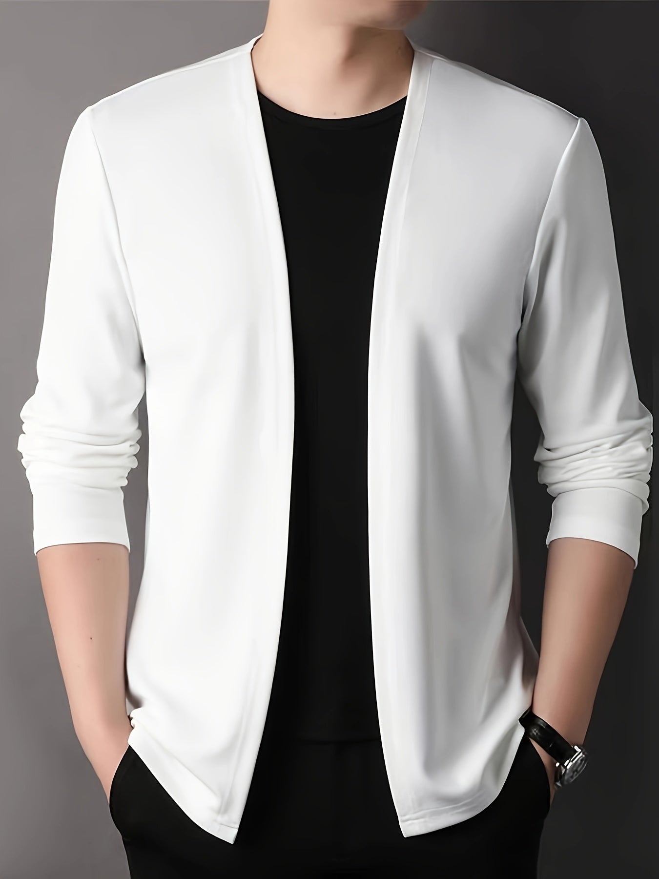 Men's Slim Fit Knitted Cardigan Long Sleeve Solid Casual Fall Polyester