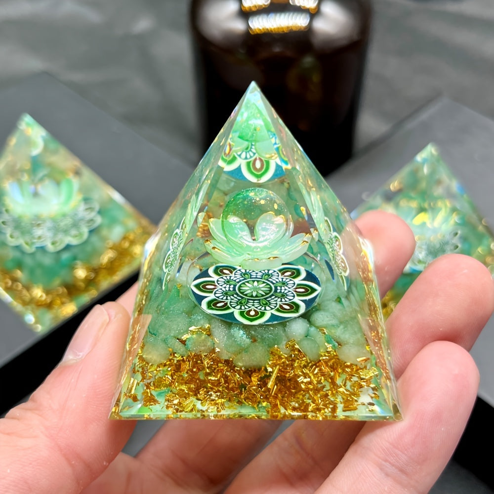 Pirámide de cristal de aventurina verde para la suerte y vibraciones positivas, talismán de energía de piedra natural, decoración para el hogar y coche, regalo