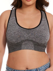 Plus-Size Seamless Yoga Bra Mesh Sports Bra for Running Exercise