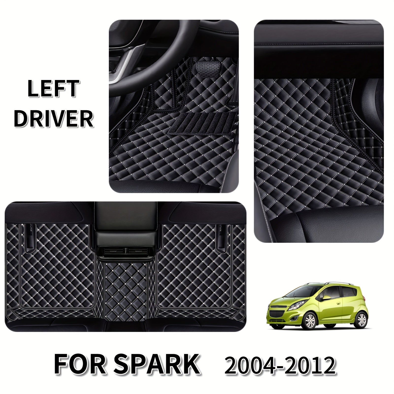 Alfombrillas de suelo de imitación cuero para coche SUV duraderas y fáciles de limpiar patrón a cuadros