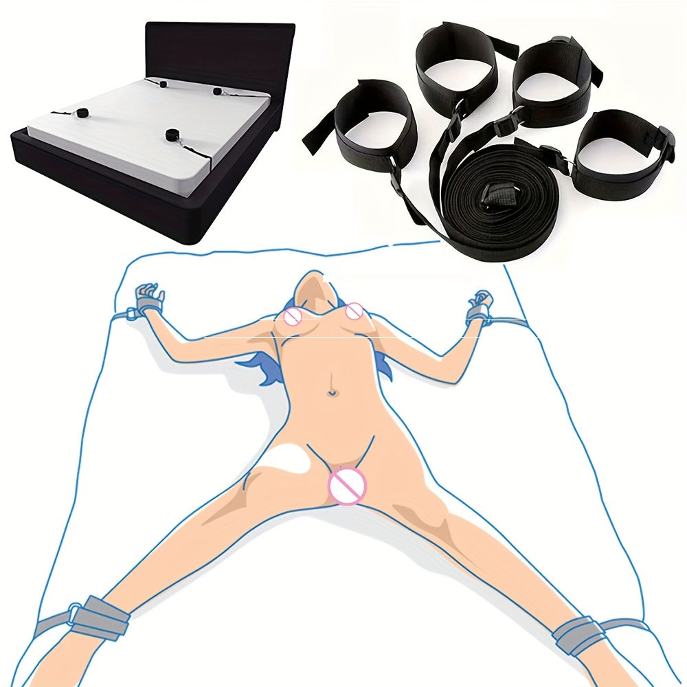 Women's Bondage Belt and Cuffs Set Under Bed Restraint System